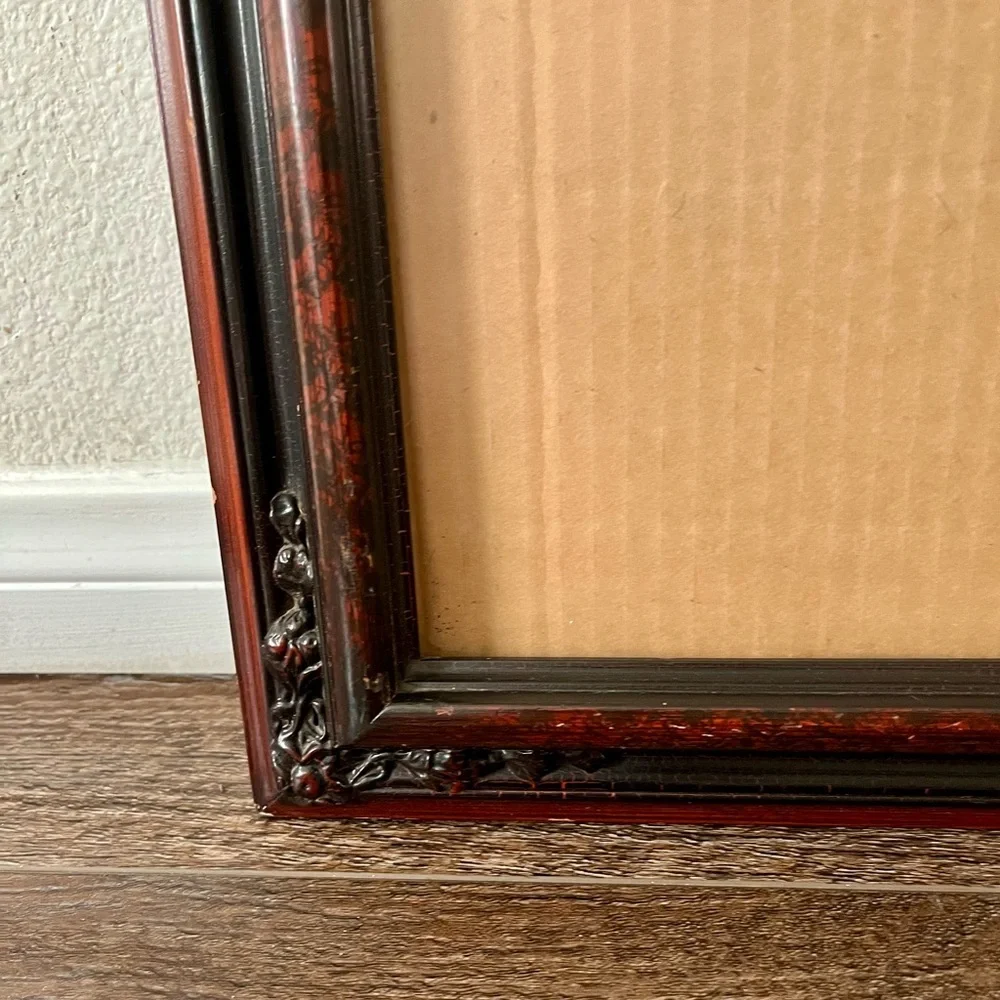 Vintage-Style Wood Picture Frame in Dark Cherry and Black 11/13 Inch